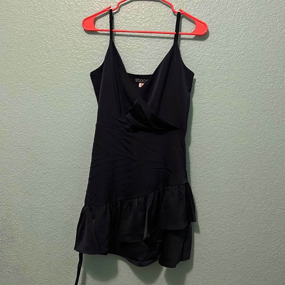 Studio 19 Navy Wrap Satin Hoco Dress